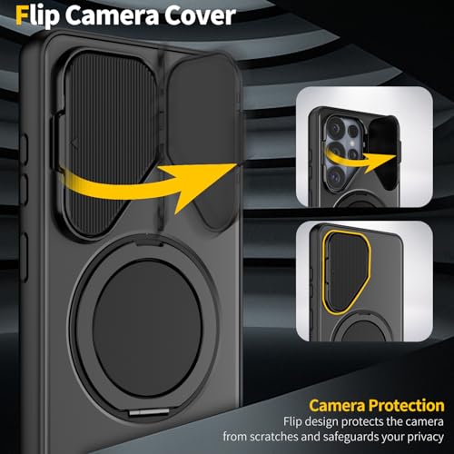 Image of Spazy Case Nothing Phone 4a Back Cover|Premium Magnetic Ring Stand Case with Camera Protection Slider|360 Rotating Kickstand|Slim & Strong Grip Phone Case in Black