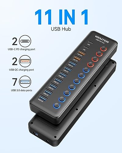Hub USB 3.0 avec alimentation répartiteur multi-port 48W pour transfert rapide - 2