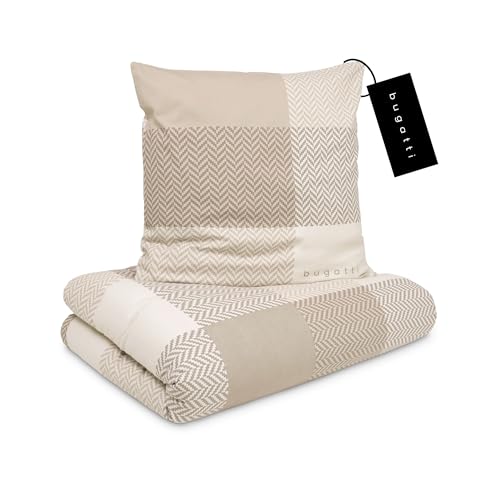 bugatti 2in1 Bettwäsche 135x200 cm - 100% Baumwolle Satin-Flanell...