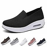 Zapatos Ortopédicos para Mujer, Orthopedic Shoes for Women, Diabetic Shoes for Women, Slip-on Walking Shoes Women, 2023 Spring Air Cushion Platform Mesh Sneaker Sandal, Slip on Shoes (6.5-7, Black)