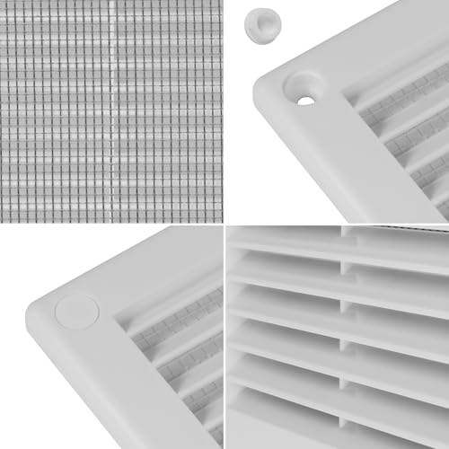 Repa Market Weiß Lüftungsgitter Rechteckig 150 x 150mm (Außenmaße) – Kunststoff Belüftungsgitter – Lüftungsgitter mit Insektenschutz für Wände, Decken – HVAC Lüftungsgitter Weiss