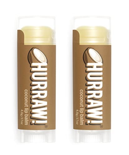 Hurraw! Coconut Lip Balm, 2 Pack: Organic, Certified Vegan, Cruelty and Gluten Free. Non-GMO, 100% Natural Ingredients. Bee, Shea, Soy and Palm Free. Made in USA