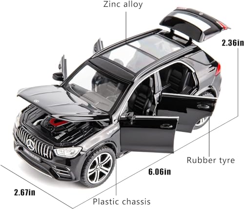 Image of 1:32 Scale Mercedes AMG GLE63 SUV Toy Car | Metal Pullback Diecast Car for Kids with Openable Doors, Sound, Light Effects Toy for Car Enthusiasts (Color As Per Available), Black