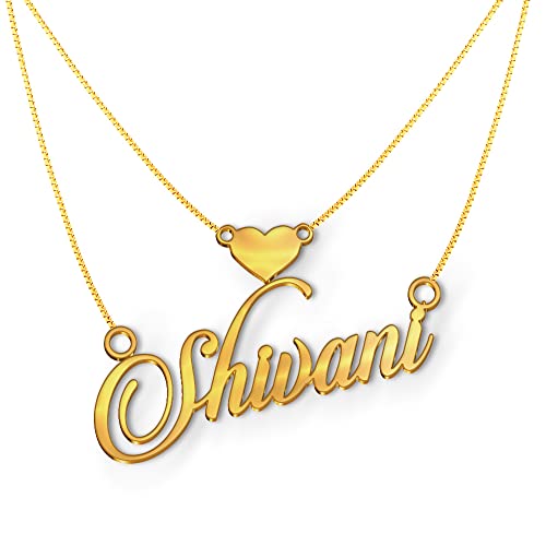 Image of Shivani Cursive Gold & Silver Name Pendant Necklace, Best Jewelry Gift for Girls.