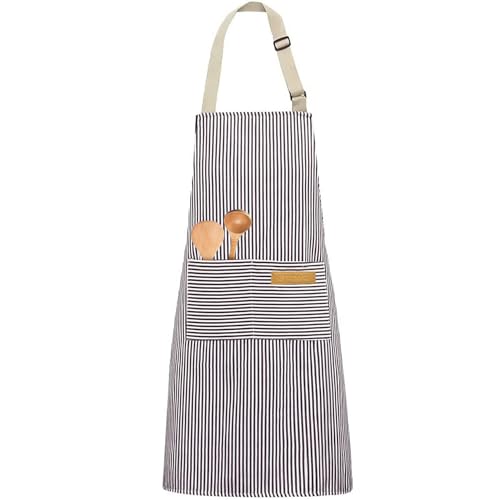 Wiredock Delantal ajustable unisex con bolsillo, delantales de cocina, chef, para mujeres, hombres, hogar, cocina, carnicería, barbacoa, restaurante (gris) | SH035, gris, Taille unique