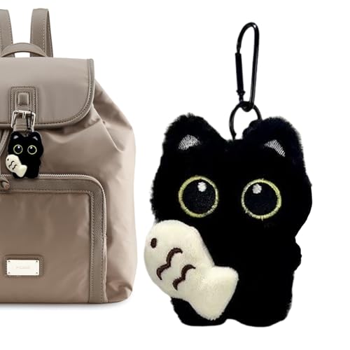 Zhadyu Porte-Clés Chat Mignon - Porte-clés Chat Noir Pendentif Doux pour Sac,Pendentif Collection pour Sac à Dos Portefeuille Main Voiture Adultes Anniversaire Halloween Fêtes