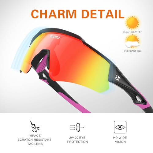 suoso Sports Polarized Sunglasses for Men: Womens Cycling Sun Glasses UV400 Protection Goggles for Baseball Running3