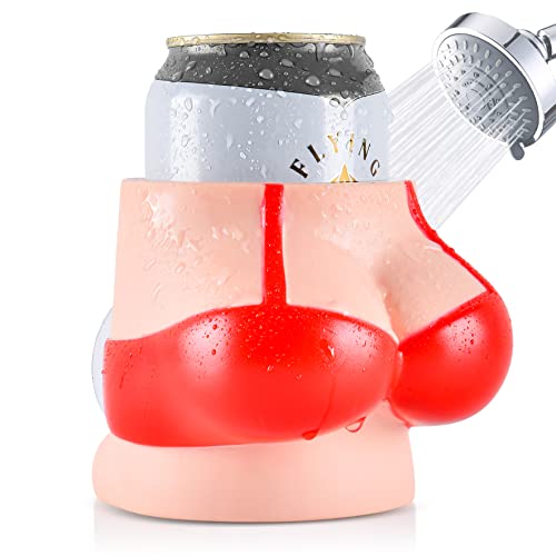 Shower Beer Buddy - Red Bikini Shower Beer Can Holder w/ Silicone Suction Cup | Holds Your Cold Brew While Showering or in Bath Tub Drink Accessories Gifts Bathtub Caddy Bathroom Stocking Stuffer