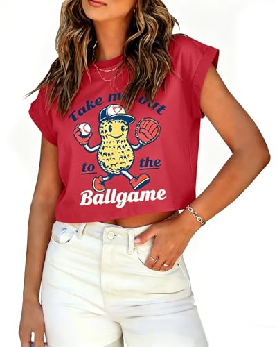 Image of Baseball Shirts Women Baseball Mom Tshirt Funny Ballgame Graphic Tee Game Day Fan Gift Casual Short Sleeve Crop Tops