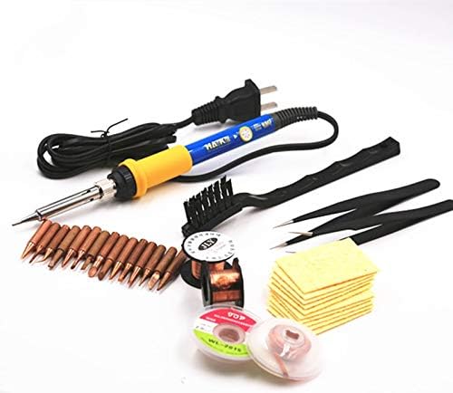 Soldering Occus 60W 220V Electric Soldering Irons Kit Temperature Adjustable with Tin Soder Wire Copper Tips Welding Gun Repair Tools - (Color: Red)