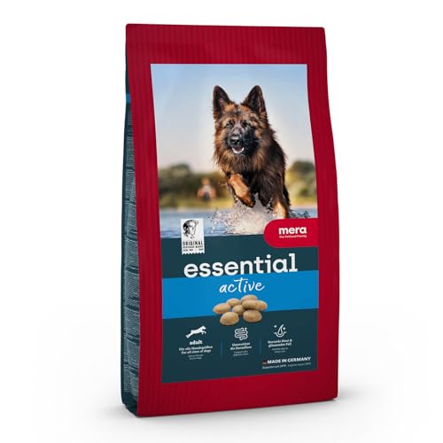 MERA Essential Active - Croquettes à la Volaille pour Chien Actif - Nourriture Saine pour Chien Sportif, avec Oméga 3 et Oméga 6 pour Peau et Pelage (12,5...