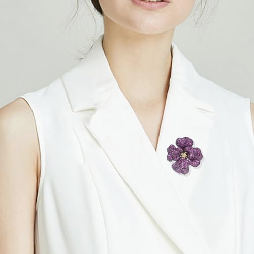 Image of Elegant Crystal Blooming Rose Flower Brooch Lapel Pin Breastpin for Women Birdal Cardigan Hat Scarf Suit Sweater Floral Pins