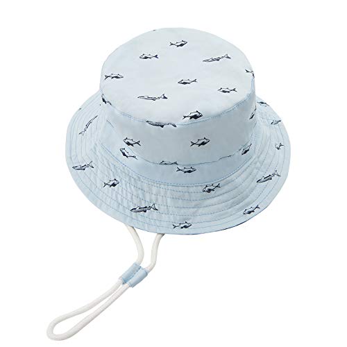 Baby Sun Hat Toddler Summer Baby Hats With Upf 50+ Kids Beach Hat Wide Brim Bucket Hat For Boys Girl Blue Plaid 12-24 Months #TOP2