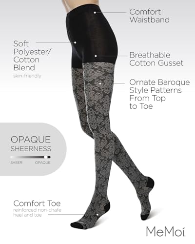 Image of MeMoi Baroque Patterned Cotton Blend Sweater Tights