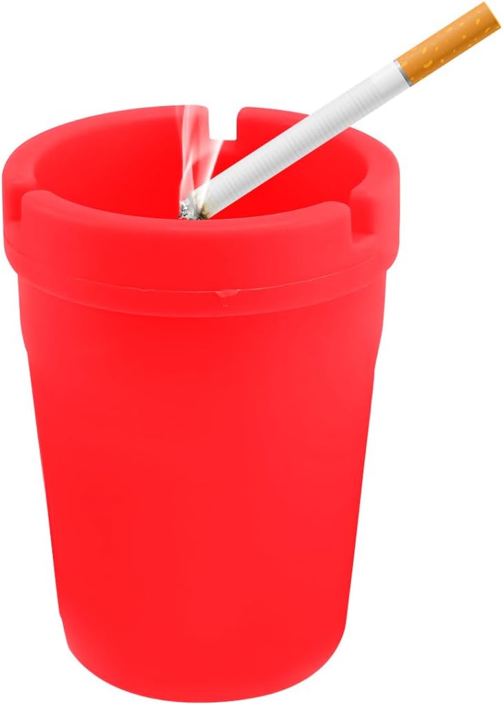 Car Ashtray, Plastic Portable Smokeless Self-Extinguishing Vehicle Cigarette Trash Can Ash Tray, Universal Windproof Butt Bucket Ash Holder Organizer for Car Cup Holder (Black)