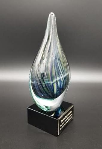 Same Day Awards Green Drop Art Glass Trophy 7 Inches Tall - Personalize/Customize W/Free Engraving #TOP2