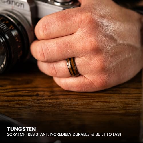 Manly Bands: Men's Exotic Wood Wedding Bands and Rings - Made with Koa, Pearwood, Oak, and Sequoia Wood - Gift for Men - Free Silicone Ring Included4