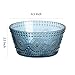 WAIT FLY Embossed Sunflower Glass Bowl Salad Bowl Candy Dish, 11 OZ-Blue