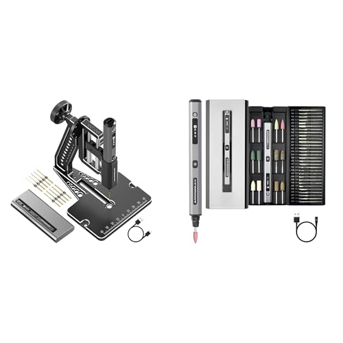 Image of AM ARROWMAX Electric Mini Engraving Pen & 4-Speed Mini Electric Drill Pen With Benchtop Press