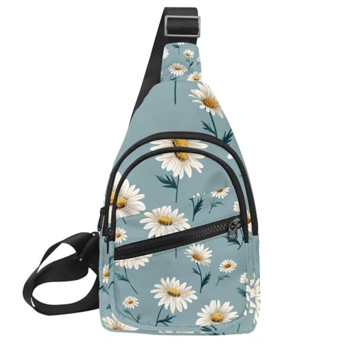 Mochila cruzada de margaritas con correa ajustable para deporte y viajes