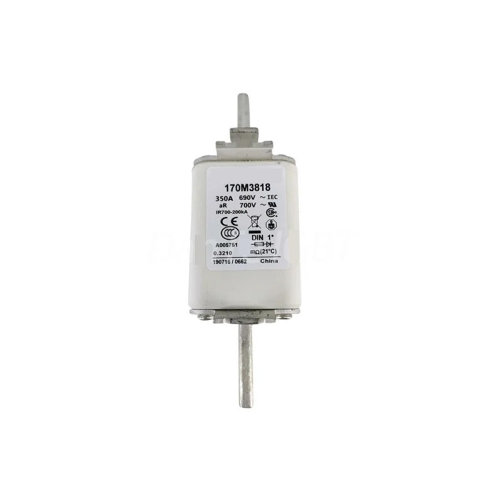 Fusible 170M3818 pour onduleur et redresseur de puissance triphasé