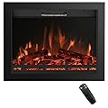 Rodalflame 30" Back Wide Electric Fireplace Insert with 4 Adjustable Brightness Flames & Overheat Protection, 750/1500W, Black
