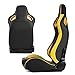 ModifyStreet Universal PVC Leather Reclinable Black with Yellow Racing Seats Right Left [VIPER-Series]