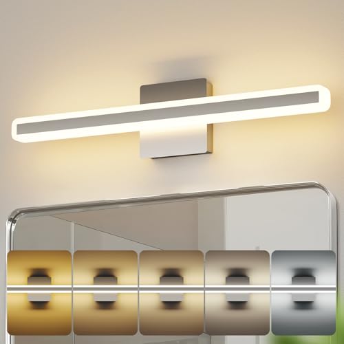 Image of 24 inch LED Vanity Lights Brushed Nickel Bathroom Light Fixture Bathroom Vanity Lights Over Mirror Vanity Lighting Fixtures 5 Color Temperature Dimmable Led Light Bar 5CCT