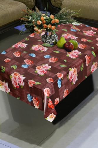 Image of Dakshya Industirs PVC Waterproof Table Cover 36x54 Inch Floral Printed Center Table Cover Washable Plastic Table Sheet Oilproof Dining Table Cover for Coffee Table Living Room Home (Floral Aura)