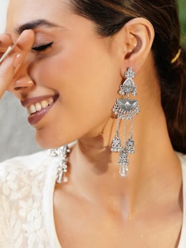 Image of Rubans Oxidised Jhumka Earrings Ghungroo Boho Statement Jewellery Gift for Women & Girls