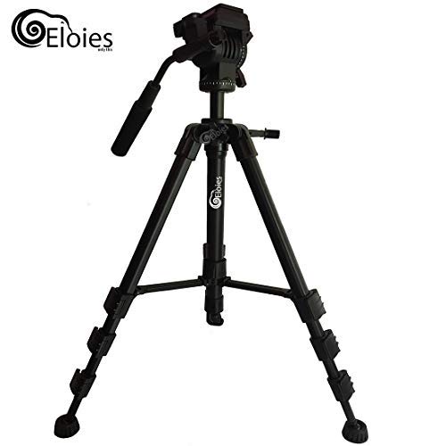 Image of Eloies EL974 Professional Series Heavy Duty Tripod Aluminium Made Adjustable with Cannon Nikon Sony Olympus Cameras & Mobile Phones| Three Way Pan Fluid Head Max Height 4.8 Foot.