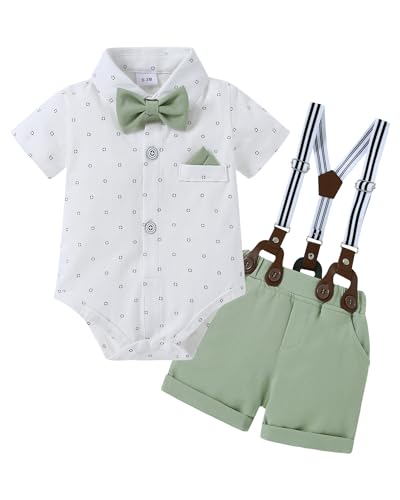 nilikastta Baby Boy Outfits Infant Boys Clothes Dress Shirt/Bowtie/Suspender Shorts Wedding Party 0-18M