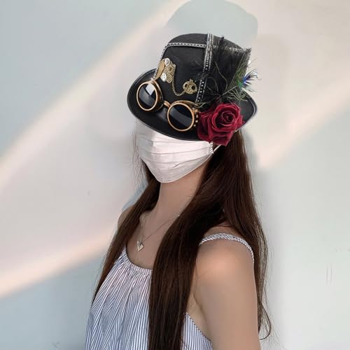 Chapeau plat Steampunk gothique pour déguisement cosplay et Halloween - 3