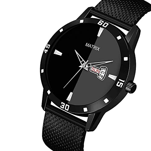 Matrix-Day-Date-Analog-Wrist-Watch-for-Men-Boys-Black