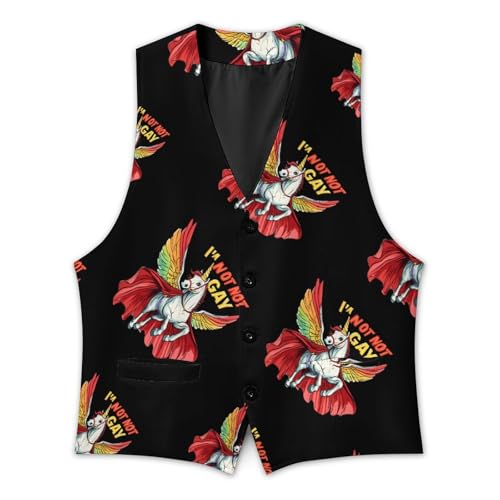 LGBT Unicorn Rainbow Gay Mens Slim Fit Suit Vest Dress Waistcoat Casual Business Vest3