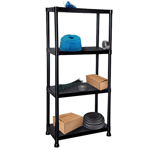 Gr8 Home Lightweight 4 Tier Black Plastic Shelving Unit Storage Racking Shelves Garage Warehouse Home Shed Rack โ image 1
