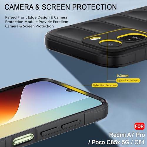 Image of TheGiftKart Liquid Silicon Back Cover Case for Mi Redmi A7 Pro /Poco C85x 5G / C81 | Shockproof Military Grade Protection | Micro-Fibre Cloth On Inner Side | Anti-Slip Grip Case Cover (TPU, Black)