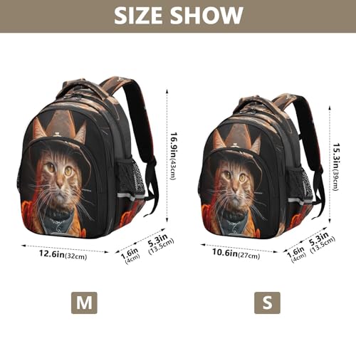 15 Inch Backpack for School Boys Girls, Cat Funny Cute Animal Ergonomic Backpack for Kids4