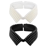 Fumwase 2PCS Pearl Fake Collar for Women Detachable Vintage Beaded Collar Fashion False Collar Necklace (Elegant)