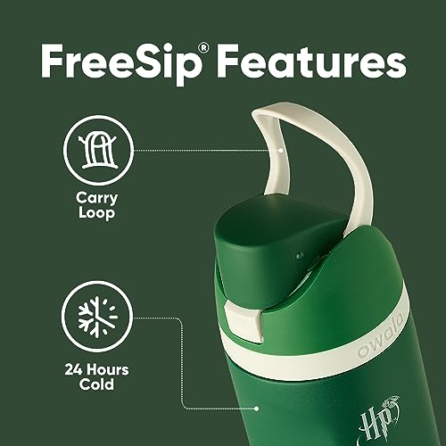 Image of Owala Harry Potter FreeSip Insulated Stainless Steel Water Bottle with Straw, BPA-Free Sports Water Bottle, Great for Travel, 24 Oz, Slytherin