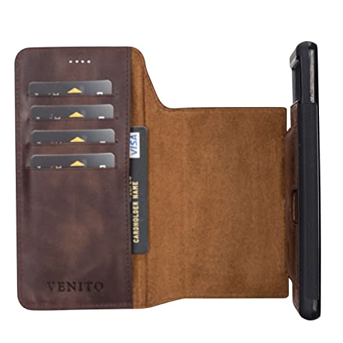 Venito Florence-Flex RFID Blocking Leather Wallet Case Compatible with Google Pixel 6 - Non-Magnet Slide in Detachable Wallet Case - Antique Brown (Coffee Brown)2