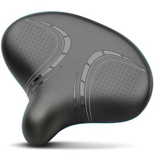 Image of BLUEWIND Oversized Bike Seat, Wide Bicycle Saddle Novel Backrest Design for Electric Bike, Universal Fit Exercise Bike or Road Stationary Bike Seat Cushion for Men & Women