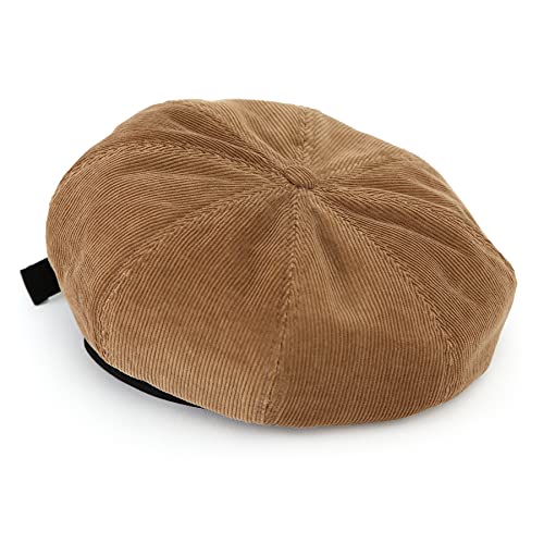 Undercontrol Casual Newsboy Hooligan French Artist Adjustbale Cabbie Hat Unisex Retro Cotton Corduroy Web Strap Beret (Brown) #TOP1