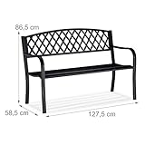 Relaxdays Gartenbank, bequemer 2-Sitzer, geflochtenes Design, für Terrasse & Balkon, HBT 86,5 x 127,5 x 58,5 cm, schwarz - 4