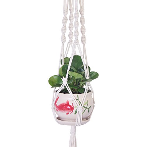 Preisvergleich Produktbild Pflanzenhänger,Blumenampel Wand Blumentöpfe zum Aufhängen Pflanzenhalter Baumwolle Aufhänge Seil,Makramee Hänger Cotton, Pflanzen Halter, 41.3 Inches, 4 Legs