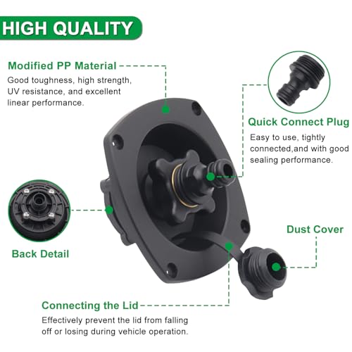 Image of RV City Water Inlet Connection Pressure Reducing Fill Hatch with Brass Check Valve and Quick Coupler Dustproof Inlet Hose Adapter for Fresh Water Fill Compatible with RV Marine Camper(Black)