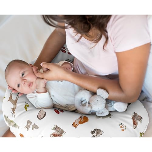 Image of Sweet Jojo Designs Woodland Forest Animals Boy Girl Unisex /Gender Neutral Nursing Pillow Cover Baby Breastfeeding Slipcover Infant Newborn Nursery Bottle Breast Feeding Pillowcase Pillow NOT Included