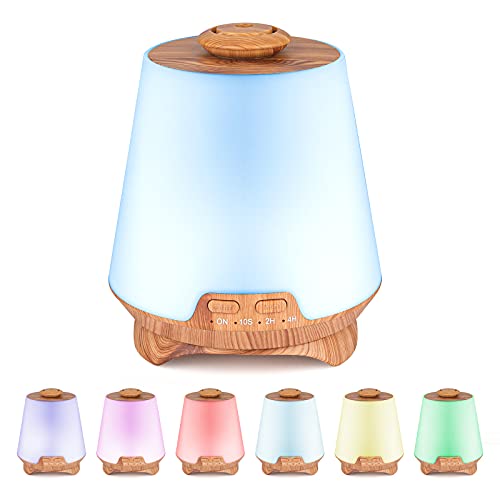 UBEGOOD Diffuseur d'Huiles Essentielles, 300ml Humidificateur Ultrasonique Diffuseur Aromathérapie avec 7 Couleurs Lumière LED d'aromathérapie Electrique pour la Maison Yoga Chambre Bébé Bureau Spa
