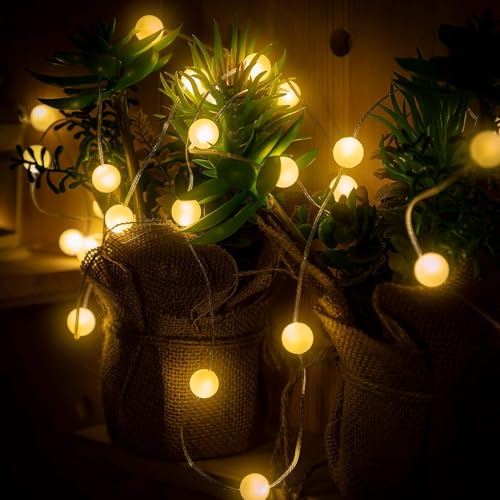 Image of MoonlitDreams 3M 14LED Milky Ball LED Curtain String Lights - Pooja Mandir Decoration Ball Fairy Lights for Window, Festival, Diwali, Christmas, Wedding, Party & Home Decoration