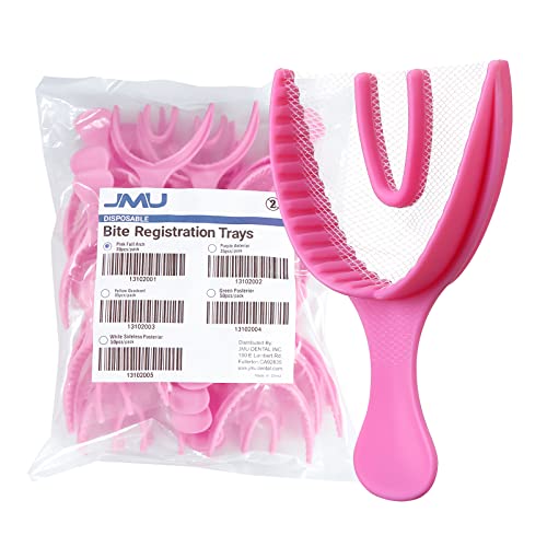 JMU 50 Pcs Full Arch Bite Registration Trays, Dental Impression Trays, Pink